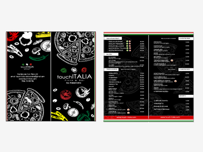 Diseño e impresión de Cartas Restaurante Italiano Touch Italia